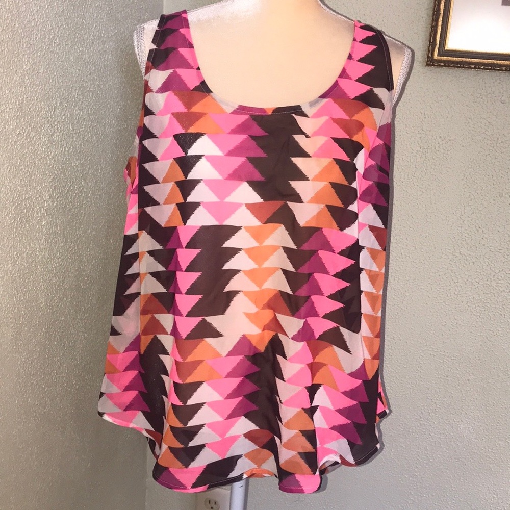 Old Navy Semi Sheer Pink Print Tank Size XL